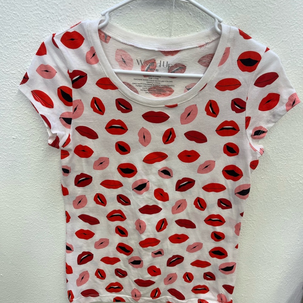 Wildfox Kids' Red and Pink Lip Print Tee